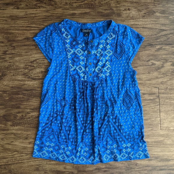 Lucky Brand Blue Boho Top - Picture 1 of 7
